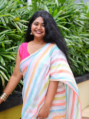 CANDY STRIPES🍭MUL COTTON SAREE (SU 764)