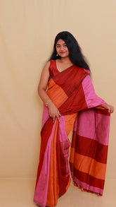 VARNA🌸🌼MULTICOLORED KHADI COTTON SAREE WITH BLOUSE (SU 763)