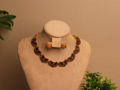 Dark Antique Lotus Necklace Set (SJ 206)