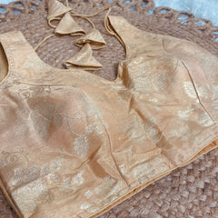 CHAMPAGNE GOLD BROCADE SILK READYMADE BLOUSE (SU 885)