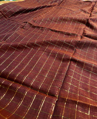 MRIDVIKA🍁✨COCOA WEAVE WITH GOLDEN CHECKS (SU 816)