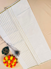 SU 573 -Kerala Cotton Saree with Golden Stripe Pallu