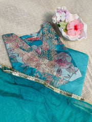 Persian Green Organza Salwar suit ( su 224 )