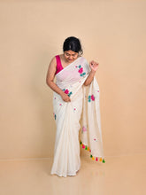 KAMALA🪷✨EMBROIDERY PINK LOTUS MUL COTTON SAREE (SU 805)