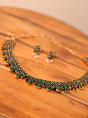 Emerald green stone necklace set (SJ 37)