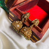 GANESHA ✨ANTIQUE GREEN JHUMKA EARRINGS (SJ 195)