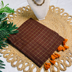 MRIDVIKA🍁✨COCOA WEAVE WITH GOLDEN CHECKS (SU 816)