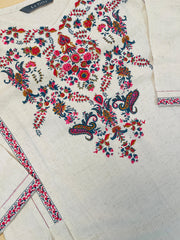 Off white Floral Print Linen Blend Kurthi Top - Elegant Top(SU 585)