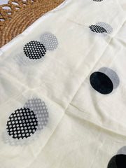 Shwetha 🖤✨BLACK POLKA DOTS SOFT MUL COTTON SAREE (SU 863)