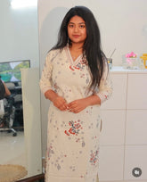 Linen blend Off white Kurtha Top - SU 368