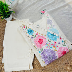 Off white Hakoba Salwar Suit with Floral Embroidery Work- Elegant Salwar Suit (SU 141)