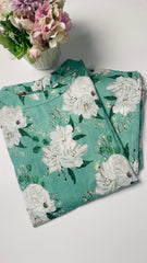 Mint Green Floral Cord Set (su 521)