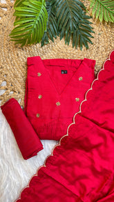 Red Muslin Salwar Suit - Elegant Salwar (SU 77)