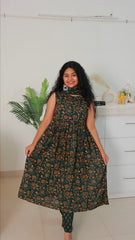 GREEN KURTHA SET (SU - 383)(sleeves available)