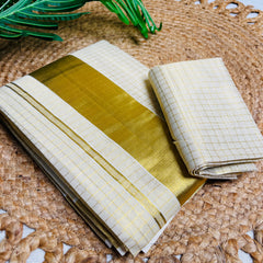 GOLDEN CHECK✨READY TO WEAR TISSUE SAREE (SU 798)