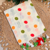 ISHA 🧡❤️ OFF WHITE WITH POLKA DOT MUL COTTON SAREE (SU 859)