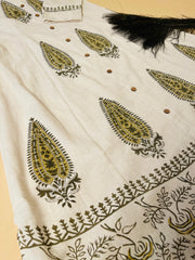 Off white Green leaf print Frock dress