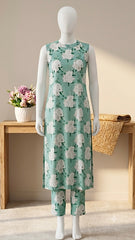 Mint Green Floral Cord Set (su 521)