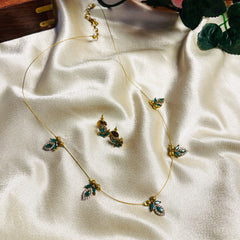 EMERALD GREEN DROPS INVISIBLE NECKLACE SET (SJ 181)