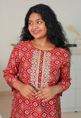 Red Kurta with Intricate Embroidery (SU 12 Red)