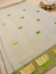 Pista Green Lotus Saree - Elegant Saree (SU 586)
