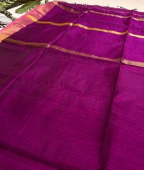 INDHU💜✨ORCHID PURPLE WITH RANI PINK & GOLD ZARI BORDER SILK COTTON SAREE (SU 803)