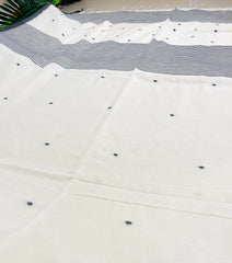 MOONLINE🌑✨OFF WHITE WITH CHARCOAL BLACK COTTON SAREE ( SU 838)