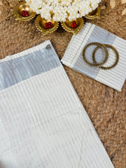 Ready to Wear Saree with Silver Border & Stripes - Elegant Saree