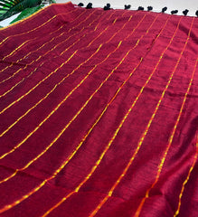 RATNANGI🌺✨DEEP MAROON WITH GOLDEN STRIPES SOFT MUL COTTON SAREE (SU 821)