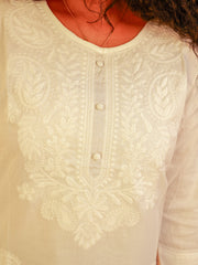 WHITE CHIKANKARI TOP - SU 519
