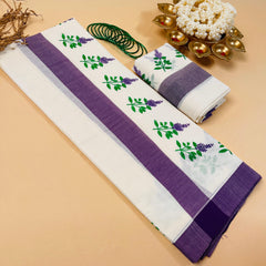 Mulloth Thulasi Print Set Mundu - Traditional Wear