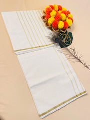 SU 573 -Kerala Cotton Saree with Golden Stripe Pallu