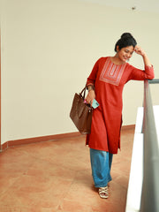 Brick Red Kurtha Top - Casual Kurtha (SU 198)