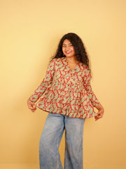 LEAFY ORANGISH SHORT KURTHI (SU 692)