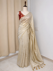 IVORY GOLD ELEGANCE VIJITHRA SILK SAREE (SU 889)