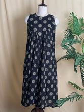 Black With Off white Polka Design Trendy Sleeveless Cotton Dress (SU 901)