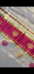 Pink Lotus embroidery Saree with pink tassels- Elegant Saree - SU 495