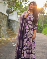 Grape wine with brown floral (Top,pants and Dupatta) (SU 95)