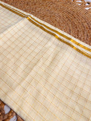 ചന്ദ്രിക🌼✨SOFT CREAM MUL COTTON WITH ELEGANT WOVEN CHECKS SAREE (SU 860)