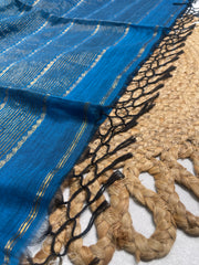 NILA🦋✨ROYAL BLUE WITH GOLDEN BORDER COTTON SAREE (SU 839)