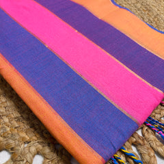 TRIVENI💜🩷 MULTICOLOURED STRIPES DESIGN KHADI COTTON SAREE (SU 824)