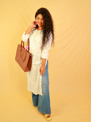 WHITE CHIKANKARI TOP - SU 519