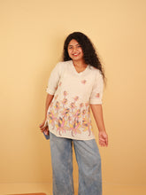OFF WHITE WITH MULTI COLOUR FLORAL KHADI SHORT KURTHI (SU 705)