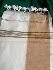 Avani white cotton saree with golden border (SU 800)