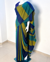 MITHRA 🦚 MULTICOLOURED STRIPES KHADI COTTON SAREE (SU 855)
