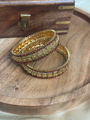 Rajwadi Ruby Heritage Bangles -set of 2 (SJ 166)