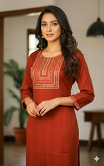 Brick Red Kurtha Top - Casual Kurtha (SU 198)