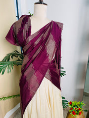 Vedhika Dark Purple Dhavani Set