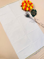 SU 573 -Kerala Cotton Saree with Golden Stripe Pallu