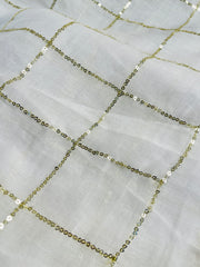 ALORA🦢✨GOLDEN GRID GRACE MUL COTTON SAREE (SU 857)